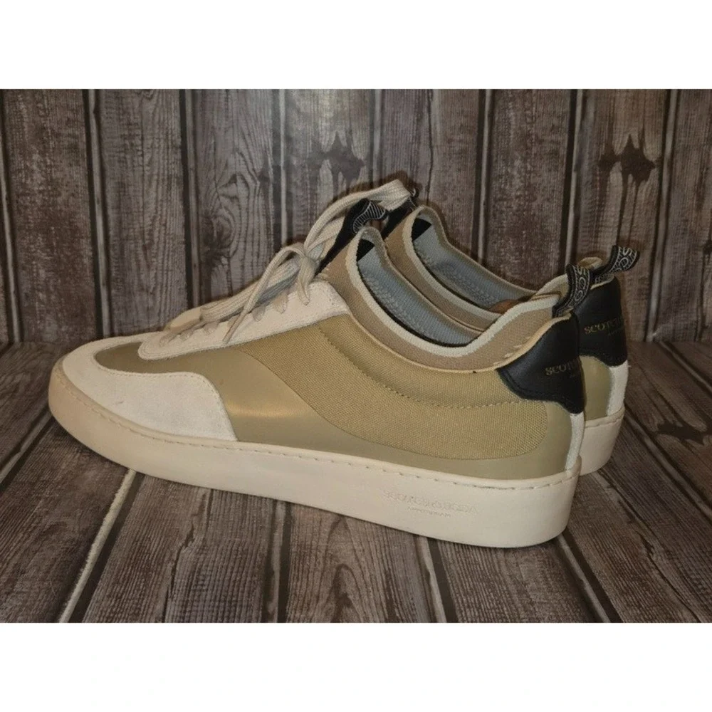 Sz 12 /‎ 46 Men's Scotch & Soda Plakka Multi Sand Olive Leather Shoes Sneakers